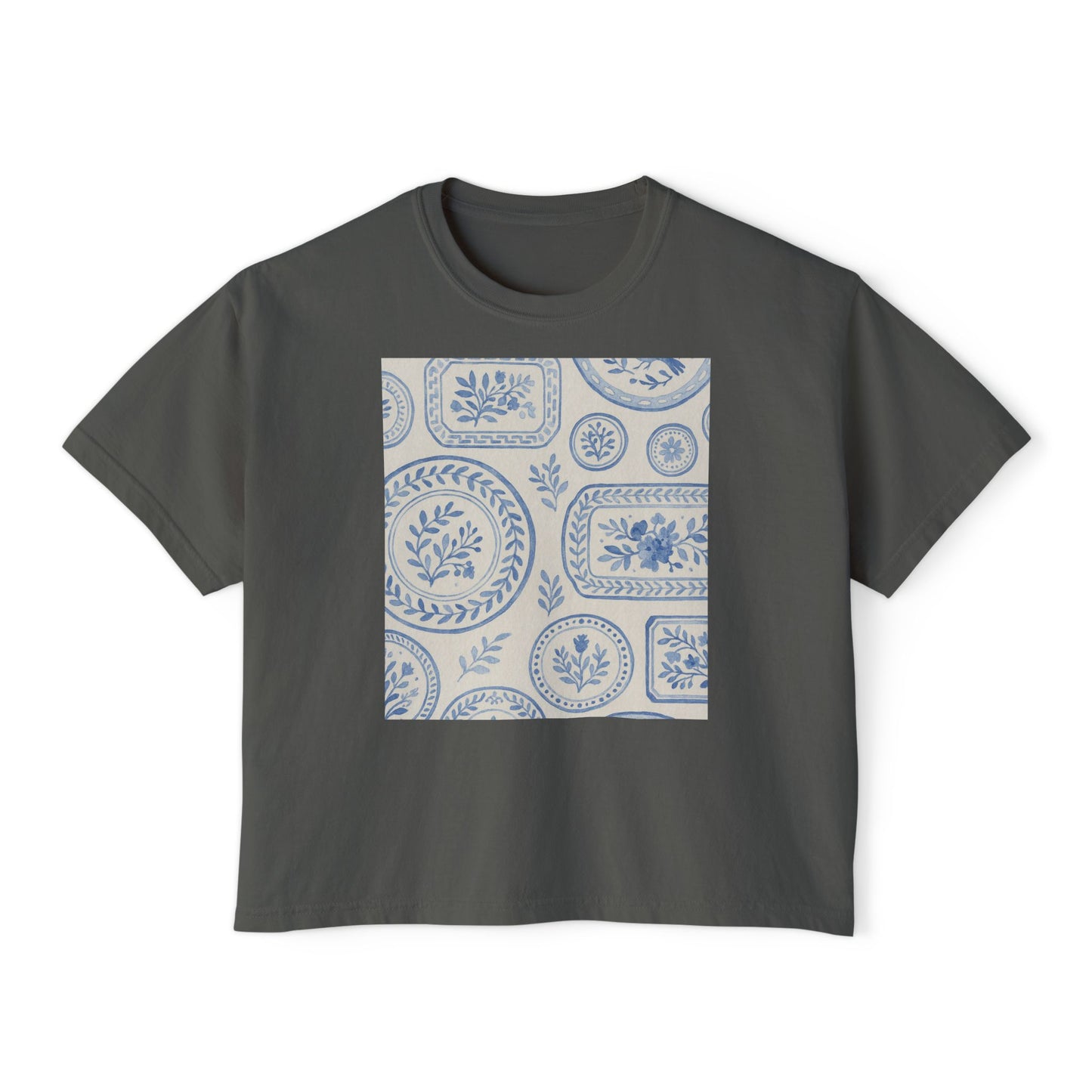 Botanical Print Women's Boxy Tee, Casual Summer Top, Floral Graphic Tee, Trendy Gift for Her, Everyday Wear