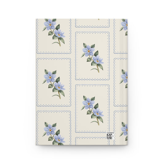 Floral Patchwork Hardcover Journal — Blue Vintage Wildflower Notebook