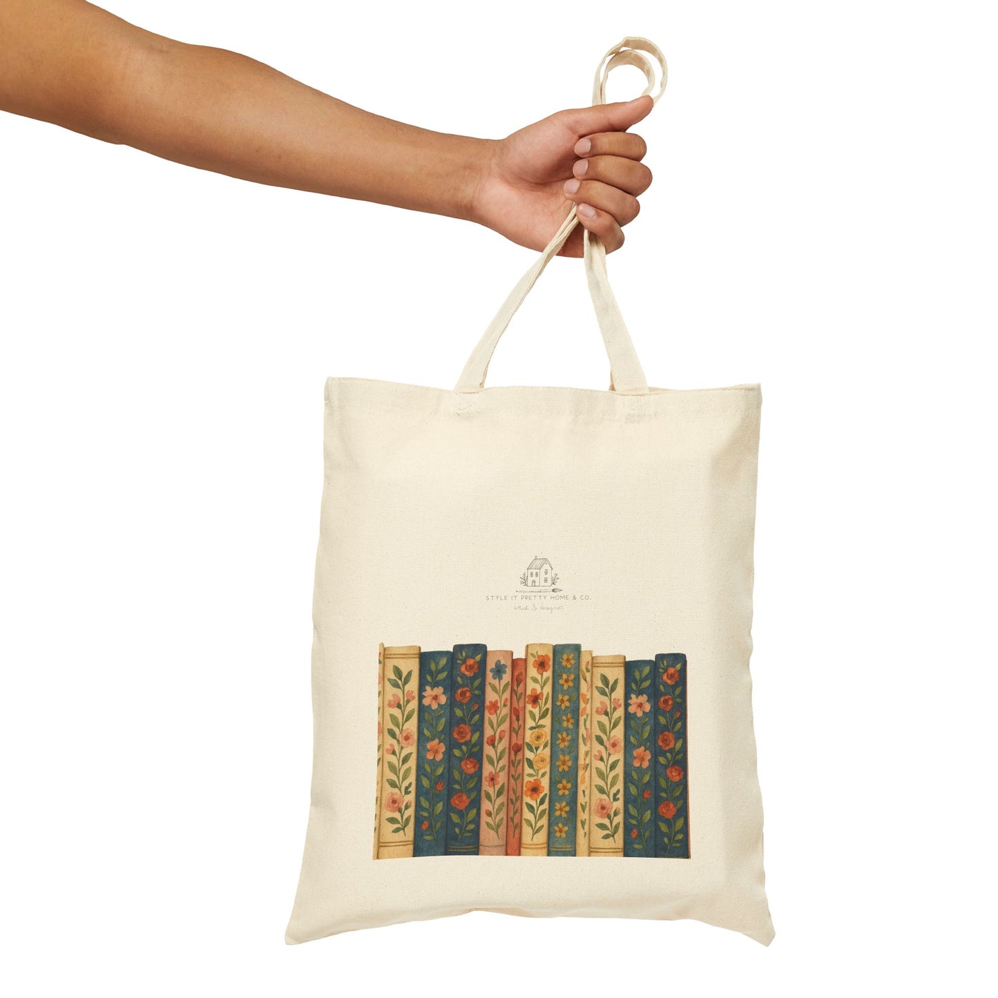 Floral Book Tote Bag, Eco-Friendly Canvas, Library Lover Gift, Bookworm Accessory, Sustainable Shopping Bag, Literary Décor