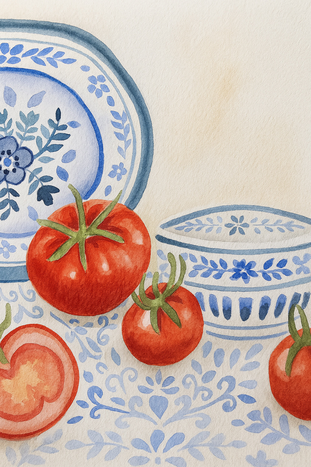Tomato and Blue 4x6 Print