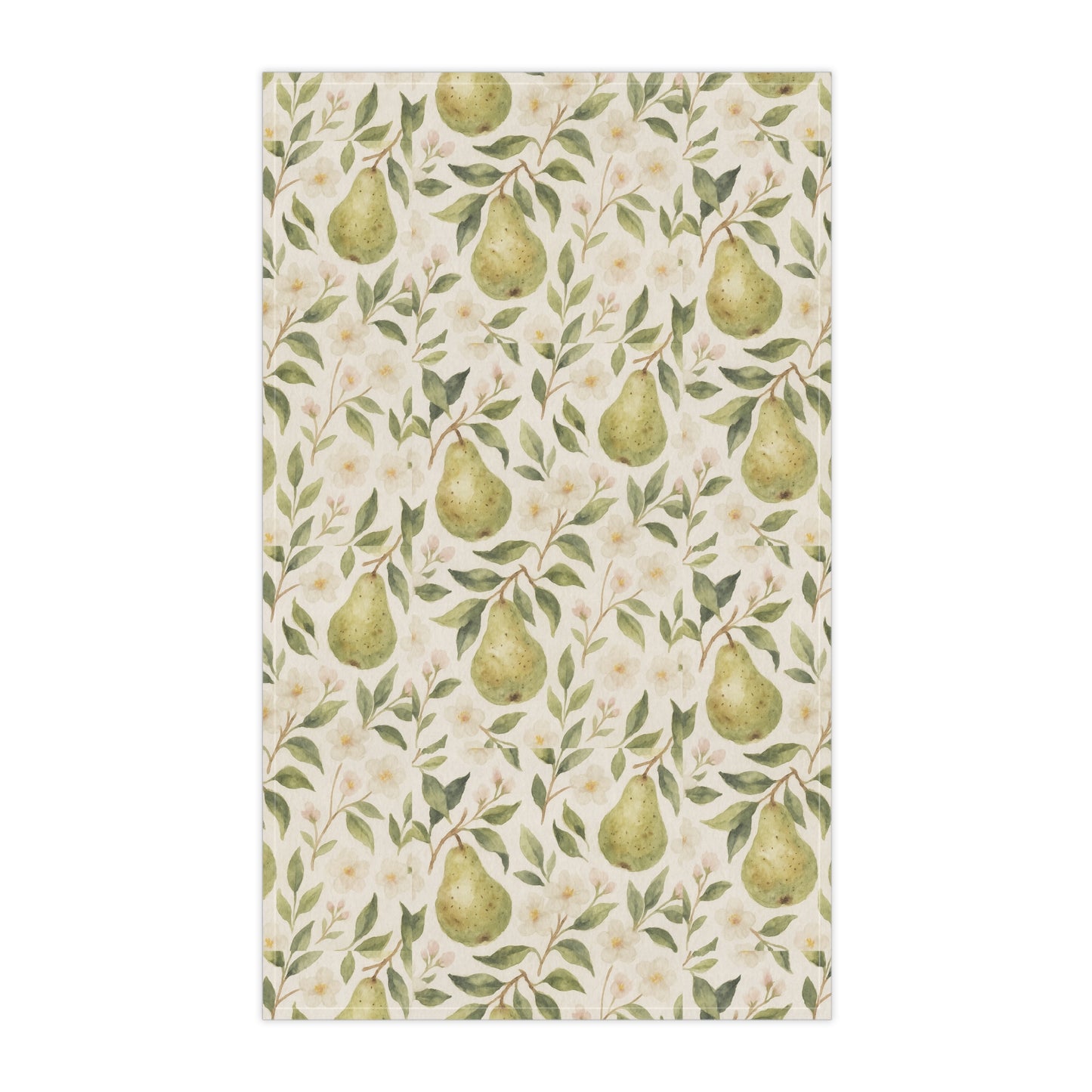 Elegant Pear Print Tea Towels, Kitchen Decor, Cotton and Poly Towels, Gift for Home Chefs, Botanical Kitchen Accessories