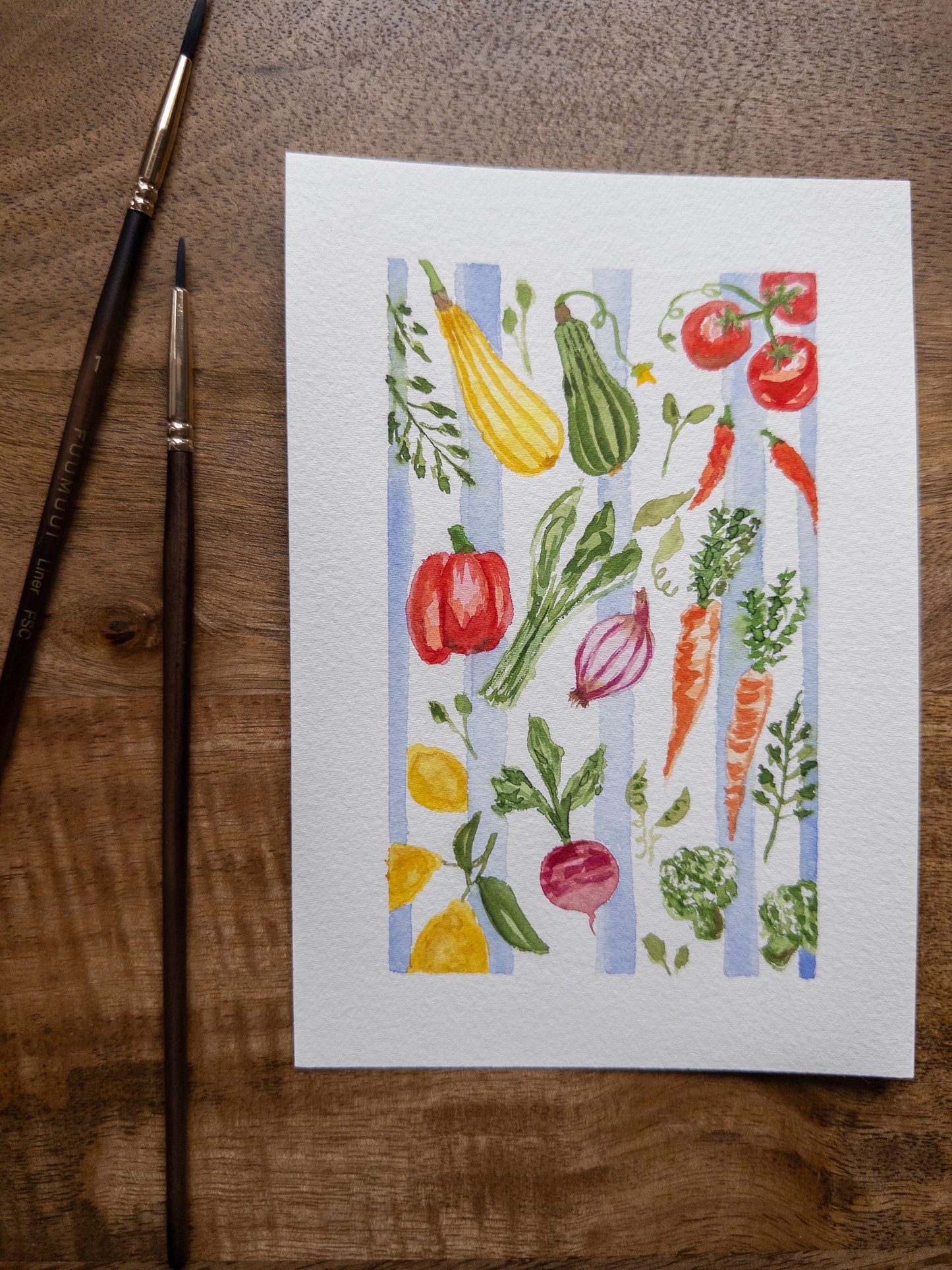 The Vegetable Picnic - Original Watercolor Painting (5x7)