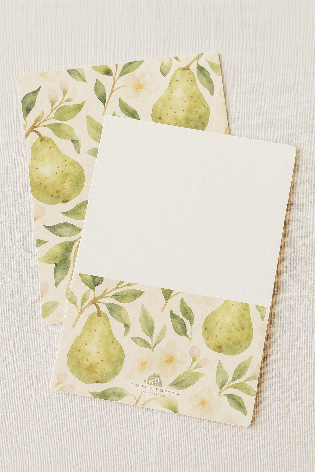 Soft Pear and Blossom Flat Card Set – Pack of 5
