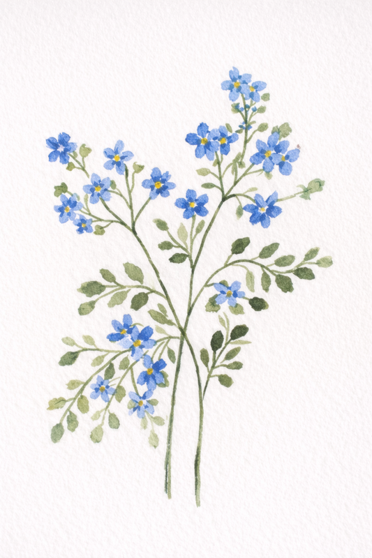 Forget-Me-Not Botanical Watercolor Print