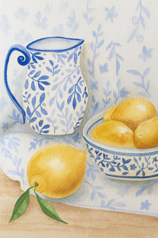 Lemon & Pitcher still Life Print 4x6