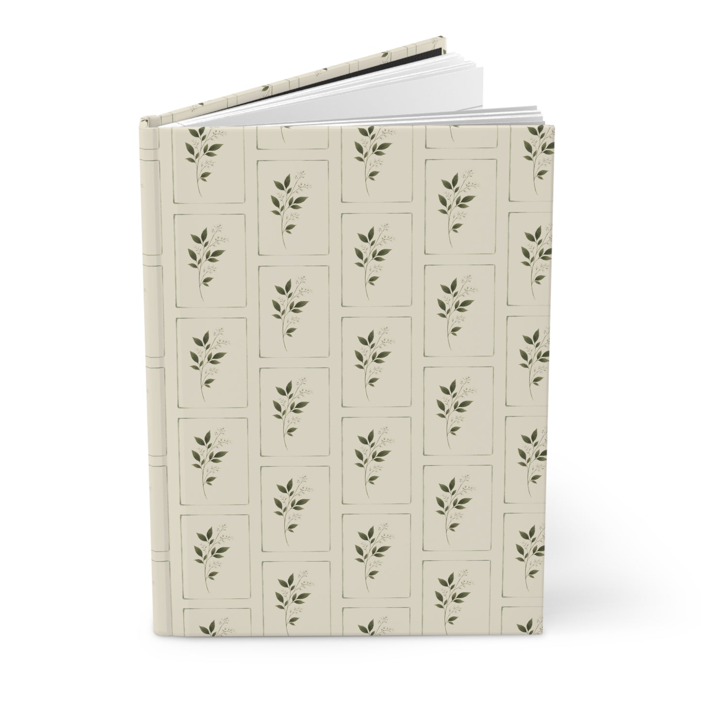 Botanical Pattern Hardcover Journal — Minimal Leaf Notebook for Notes & Daily Planning
