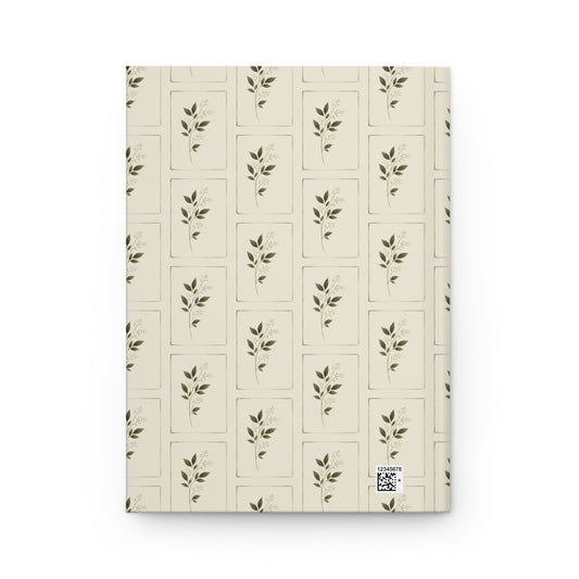 Botanical Pattern Hardcover Journal — Minimal Leaf Notebook for Notes & Daily Planning