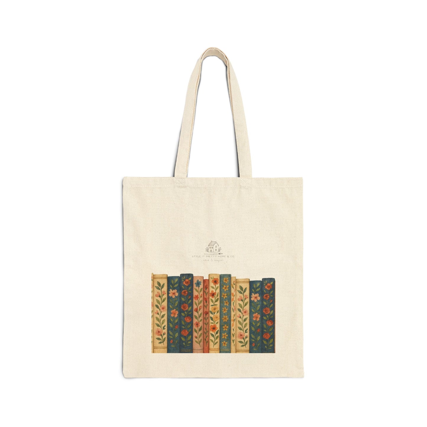 Floral Book Tote Bag, Eco-Friendly Canvas, Library Lover Gift, Bookworm Accessory, Sustainable Shopping Bag, Literary Décor