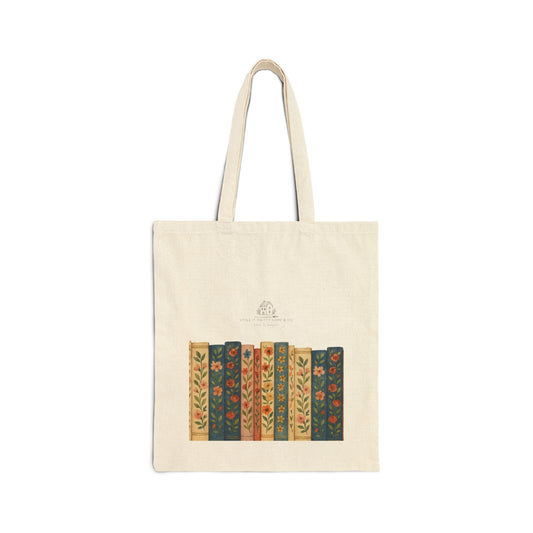 Floral Book Tote Bag, Eco-Friendly Canvas, Library Lover Gift, Bookworm Accessory, Sustainable Shopping Bag, Literary Décor