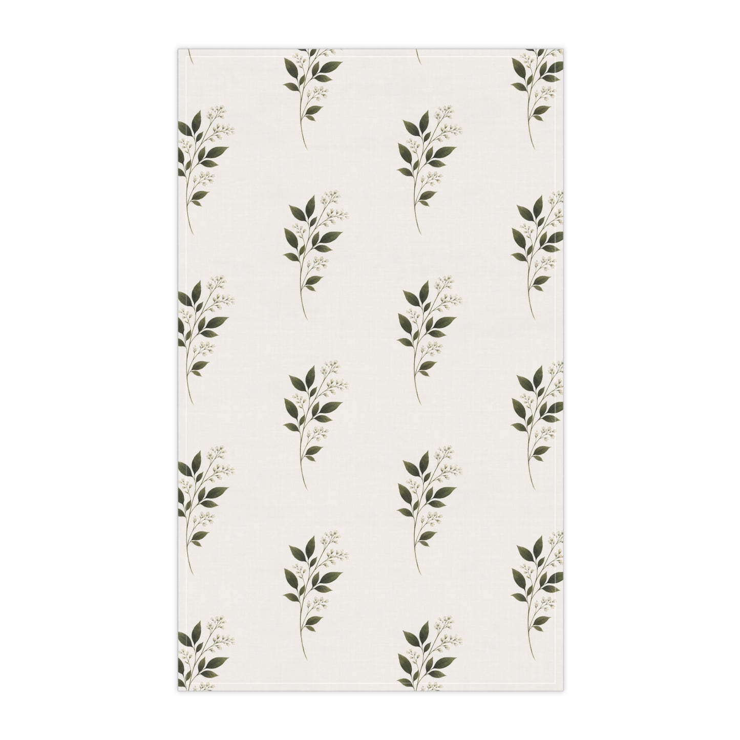 Botanical Sprig Tea Towel — Green Leaf Kitchen Towel