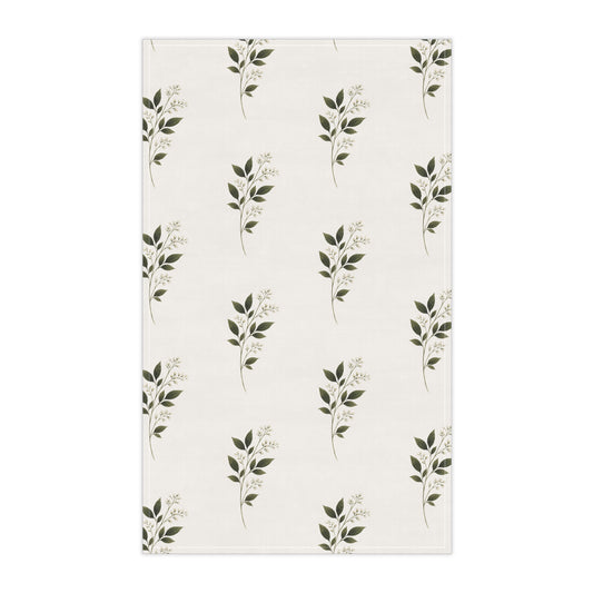 Botanical Sprig Tea Towel — Green Leaf Kitchen Towel
