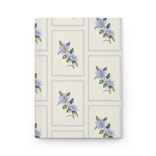 Floral Patchwork Hardcover Journal — Blue Vintage Wildflower Notebook