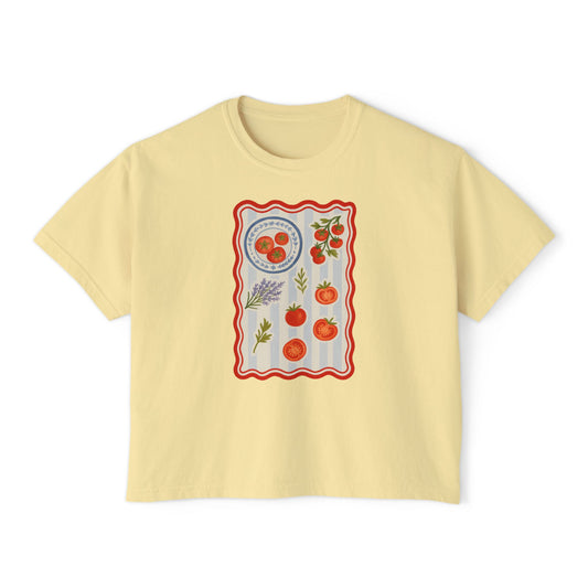Summer Vibes  Print Women's Boxy Tee, Casual Summer Top, Floral Graphic Tee, Trendy Gift for Her, Everyday Wear