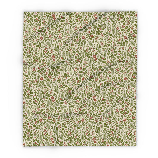Cozy Arctic Fleece Blanket with Floral Pattern