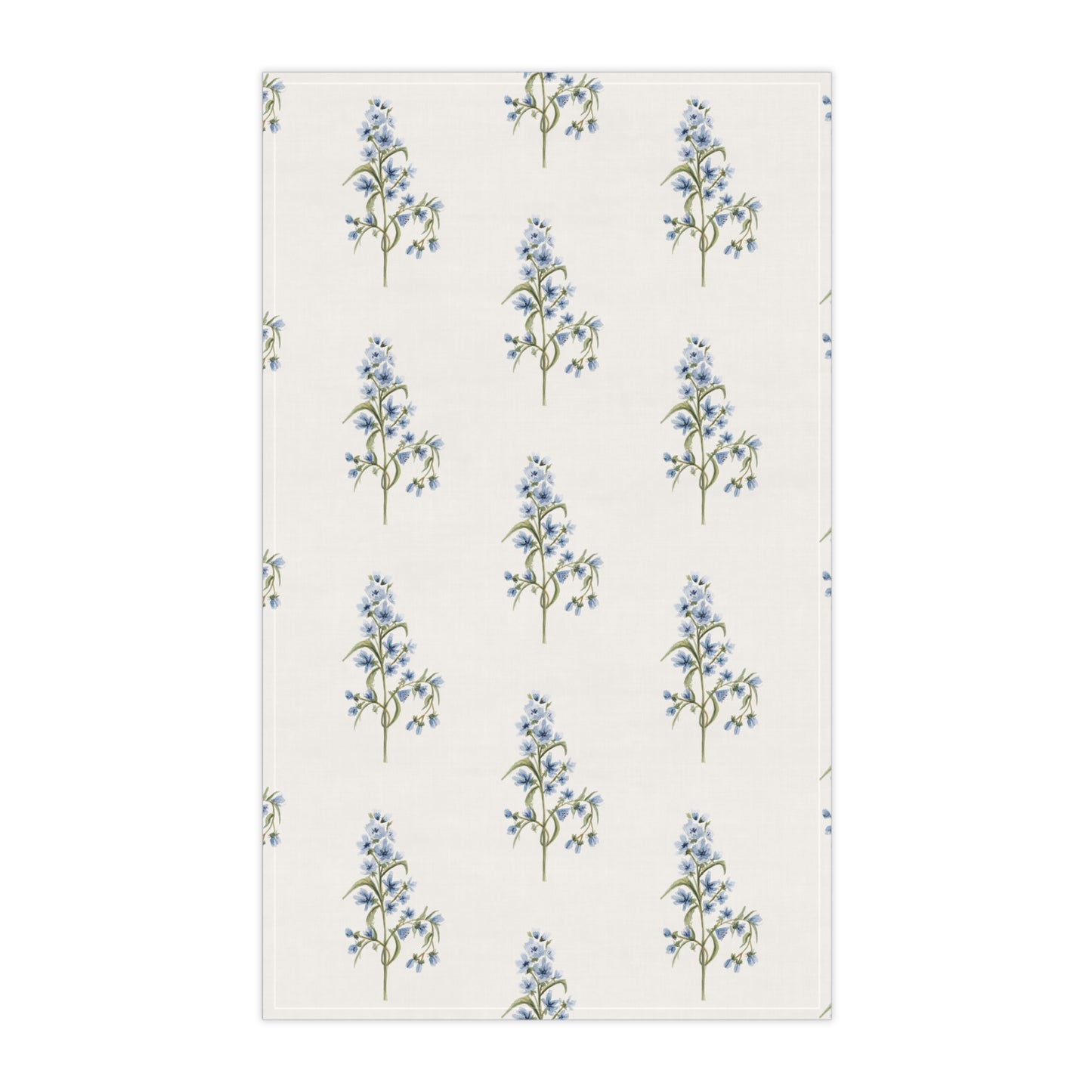 Blue Floral Tea Towel — Cottage Kitchen Cotton Tea Towel, Delicate Forget-Me-Not Pattern