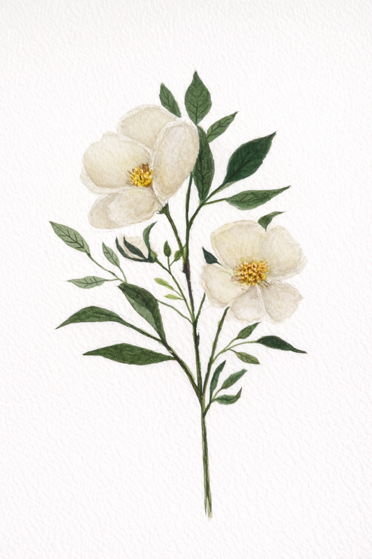 What the Wild Rose Holds Print Watercolor