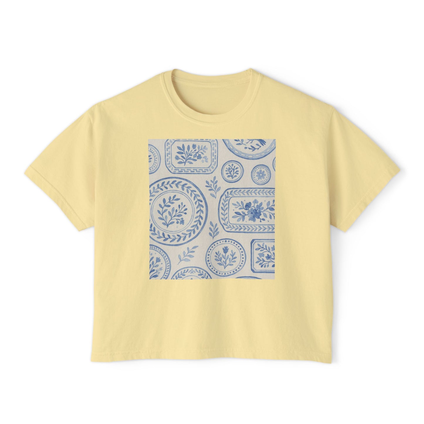 Botanical Print Women's Boxy Tee, Casual Summer Top, Floral Graphic Tee, Trendy Gift for Her, Everyday Wear