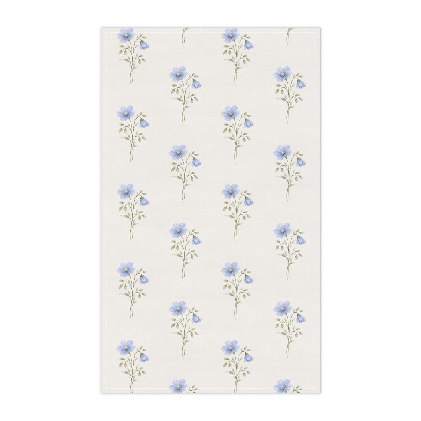 Floral Tea Towel — Blue Wildflower Cotton Kitchen Towel