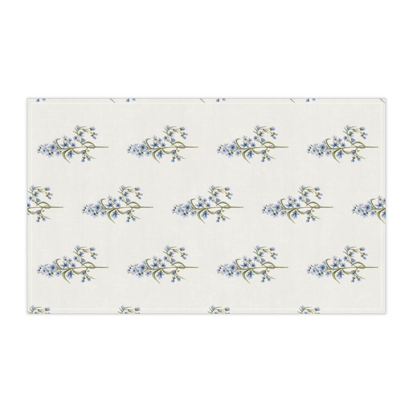 Blue Floral Tea Towel — Cottage Kitchen Cotton Tea Towel, Delicate Forget-Me-Not Pattern