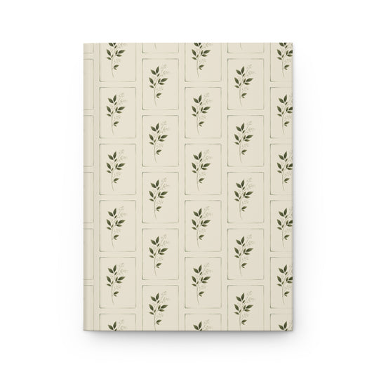 Botanical Pattern Hardcover Journal — Minimal Leaf Notebook for Notes & Daily Planning