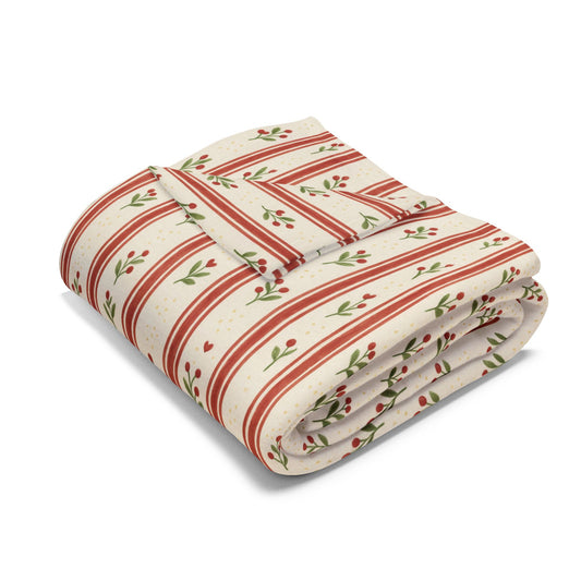 Cozy Arctic Fleece Blanket – Floral Stripe Design