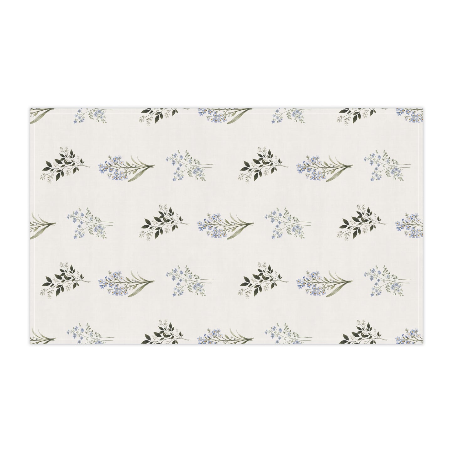 Floral Sprig Cotton Tea Towel — Pale Blue Wildflower Kitchen Towel
