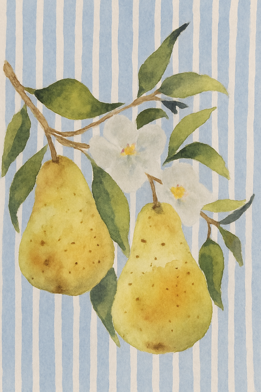 Pretty Pair of Pears in stripes 4x6