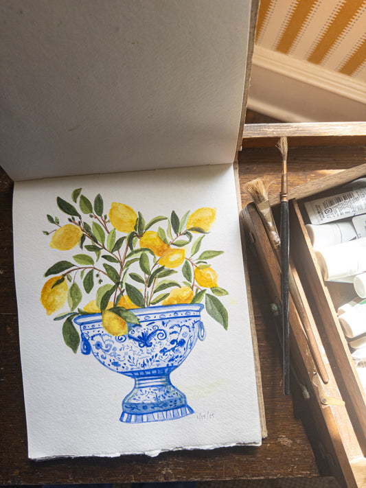 Blue Vase Collection- Lemons