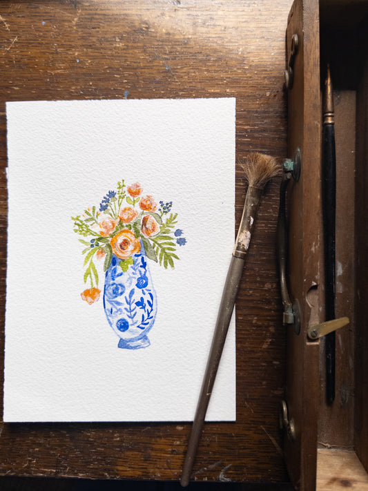 Blue Vase Collection- Tulips & Roses