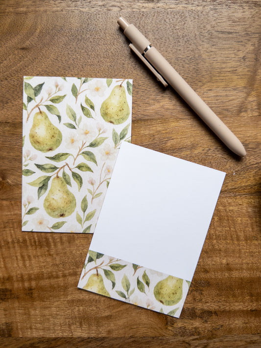 Soft Pear and Blossom Flat Card Set – Pack of 5