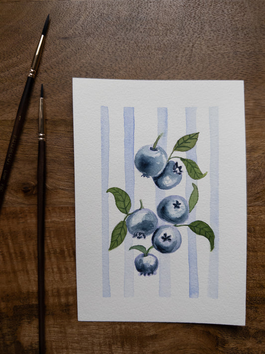 “Berries Blue” – Original Watercolor Painting (5x7)