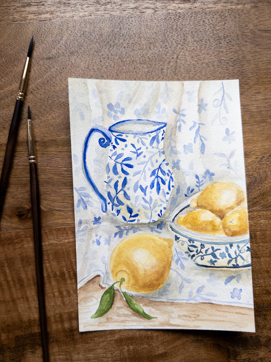“Lemon & Delft”  Original Painting (5x7)