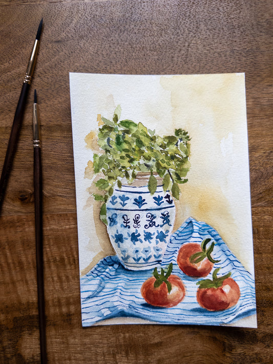 Vine and Vessel- Original Painting (5x7)