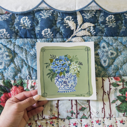 “Forget-Me-Not Garden” – Original 6x6 Watercolor & Gouache Painting