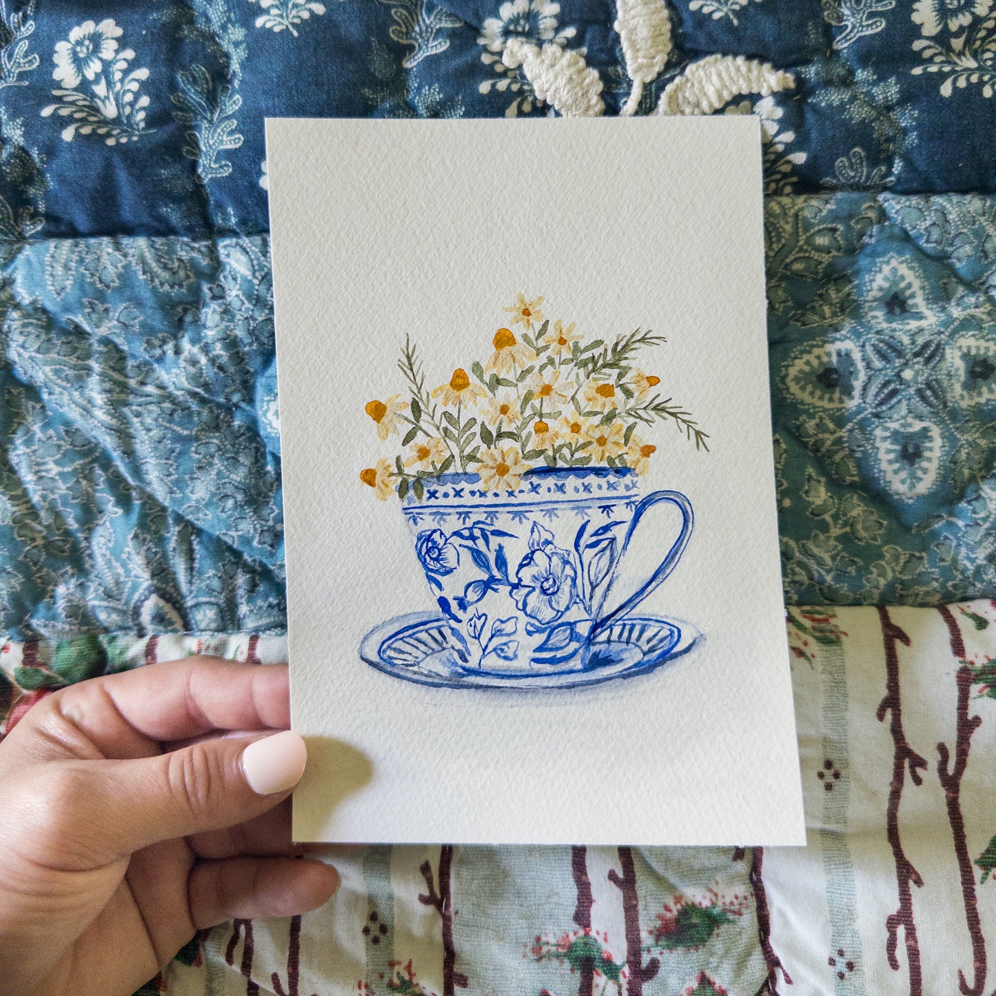 “Chamomile Tea Study” – Original 5x7 Watercolor Painting