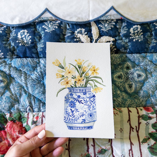 “Buttercup Ginger Jar” – Original 5x7 Watercolor Painting
