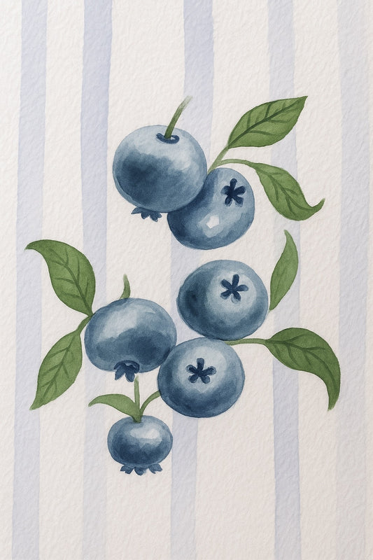Blueberry Stripe Flat Note Card Set – 5 Full-Color Cards on Heavyweight Cotton