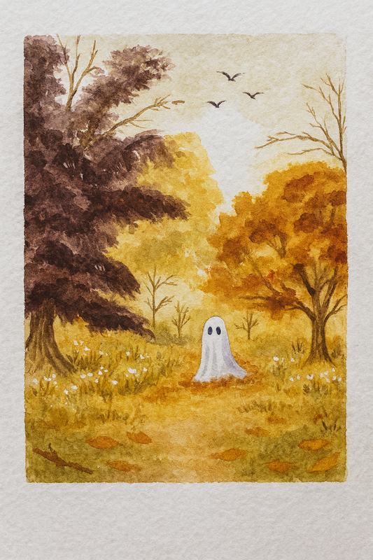 5x7 Art Print – Autumn Woods with Ghost