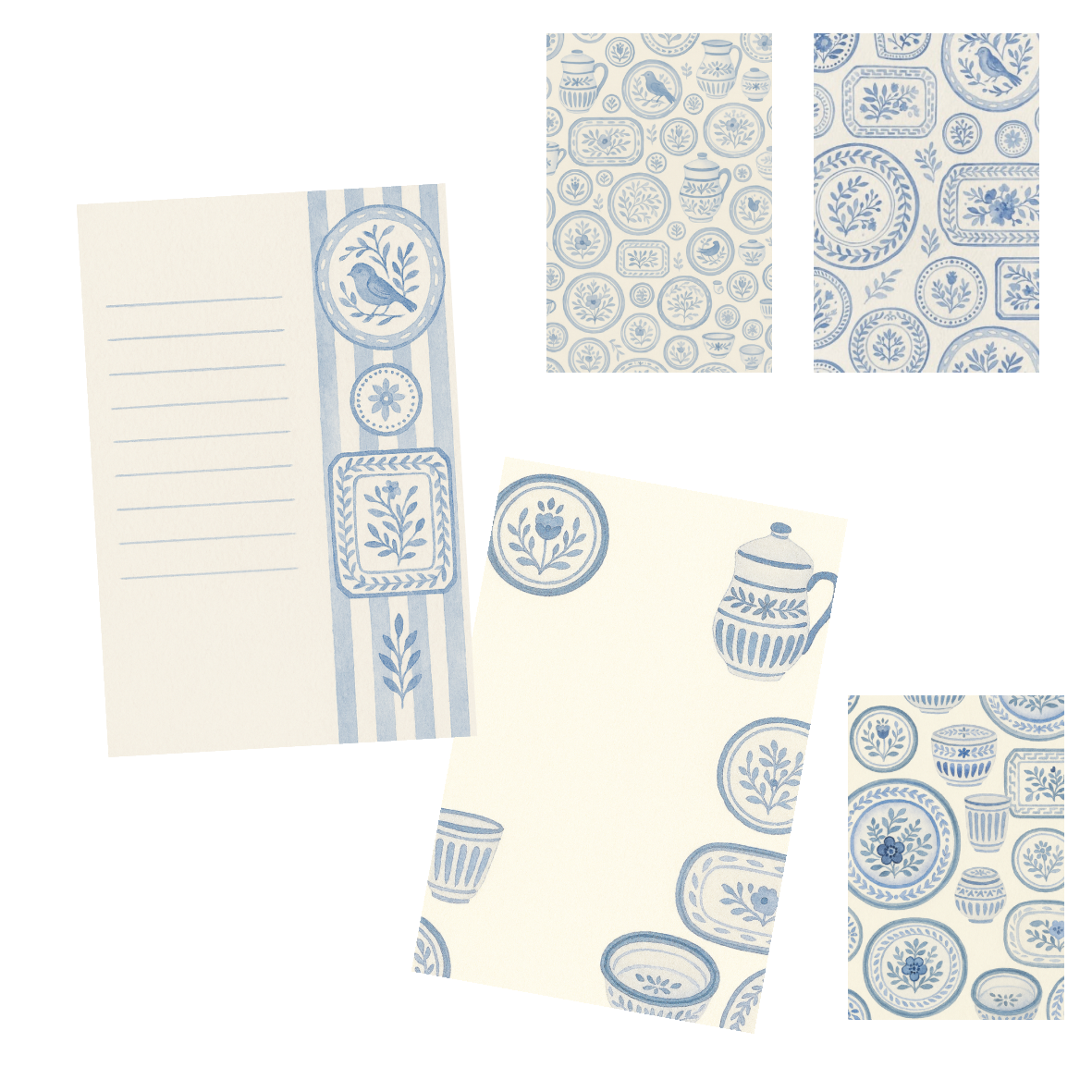 Pretty in Delft- Serena & lily Vibes- Notecard set (3 designs)