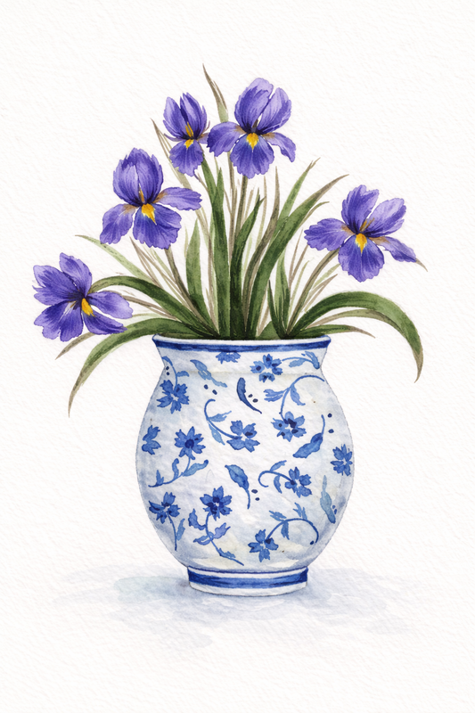 Violets in Vase Digital Print